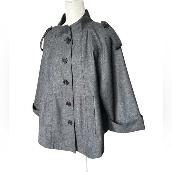 Sandro Paris Jackets & Blazers - Sandro - Wool blend - Gray Button-Front Cape Coat  - Medium
